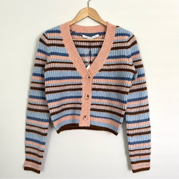 NWT English Factory Knit Striped Cropped Cardigan, Size XS - Picture 3 of 9